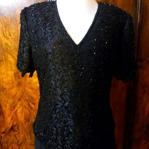 Womens Vintage BRILLIANTE By J.A. BEADED  DRESS~Formal~Dance~Evening~Size Medium